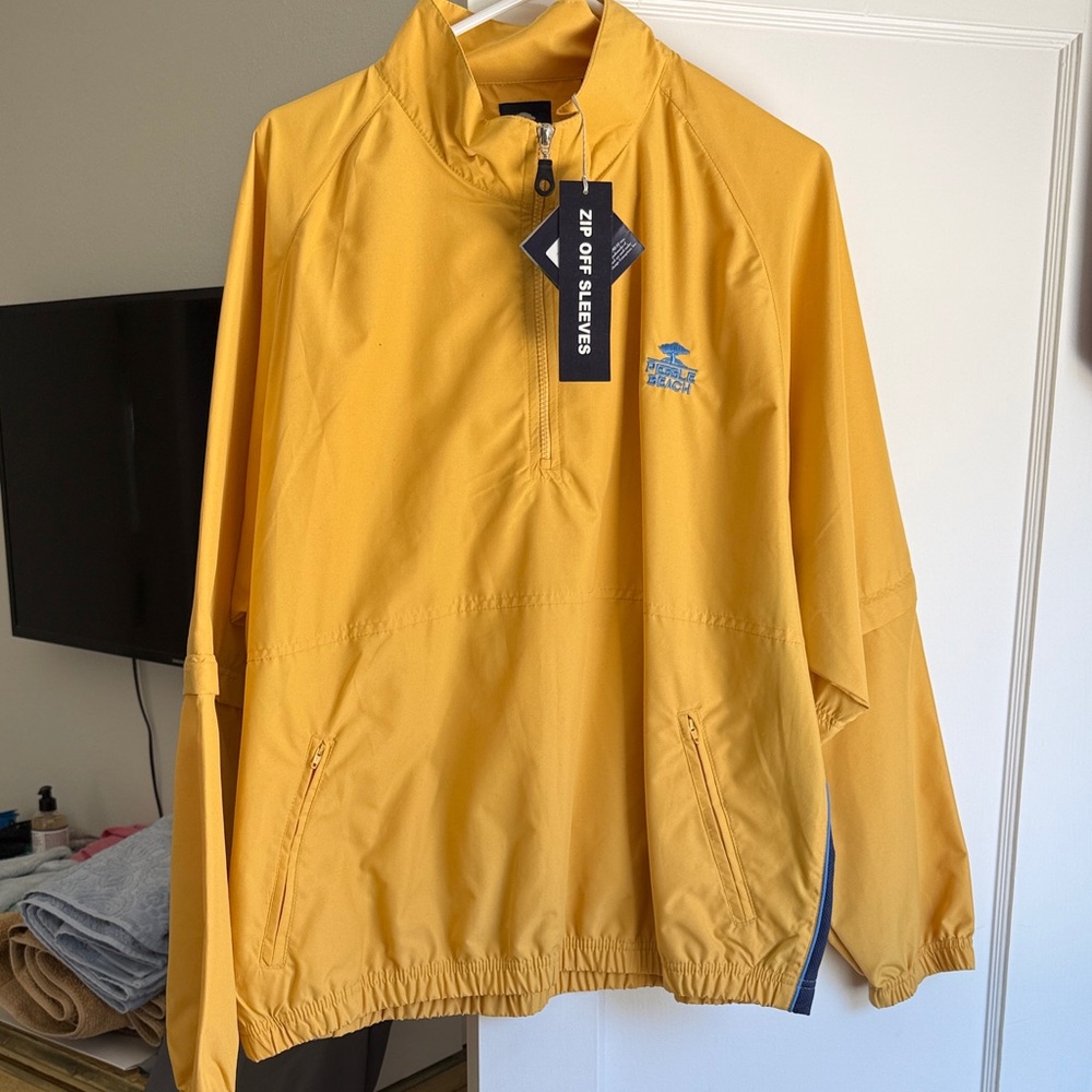 Men's Yellow PEBBLE BEACH Windbreaker with Zip-Off Sleeves 🏌️‍♂️⛳️ NWT!